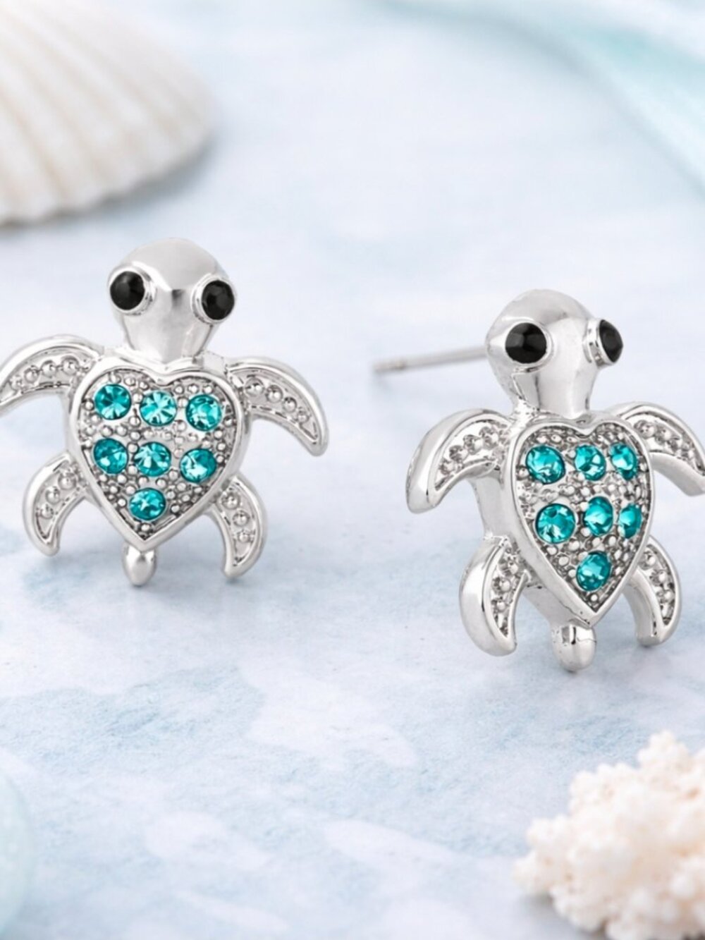 Sea Turtle Earrings/Turquoise/Aqua/Stud Earrings/Ocean Beach Jewelry